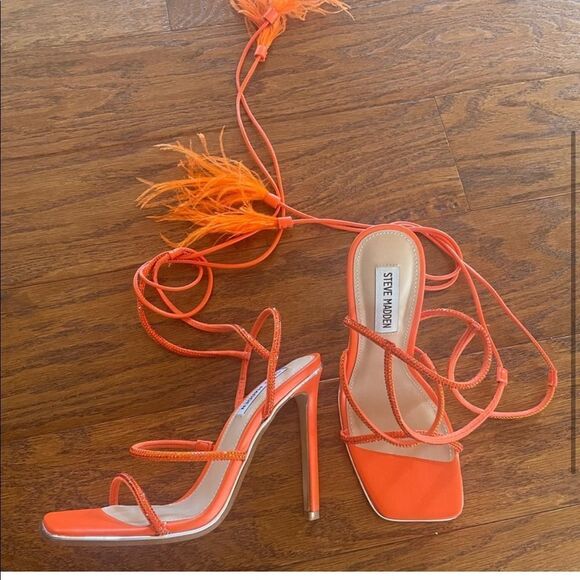Rare orange strappy heels - Picture 1 of 3